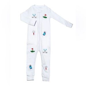 Sammy + Nat Baby Golf Embroidered Pima Cotton Zipper Romper Size 18 Mos